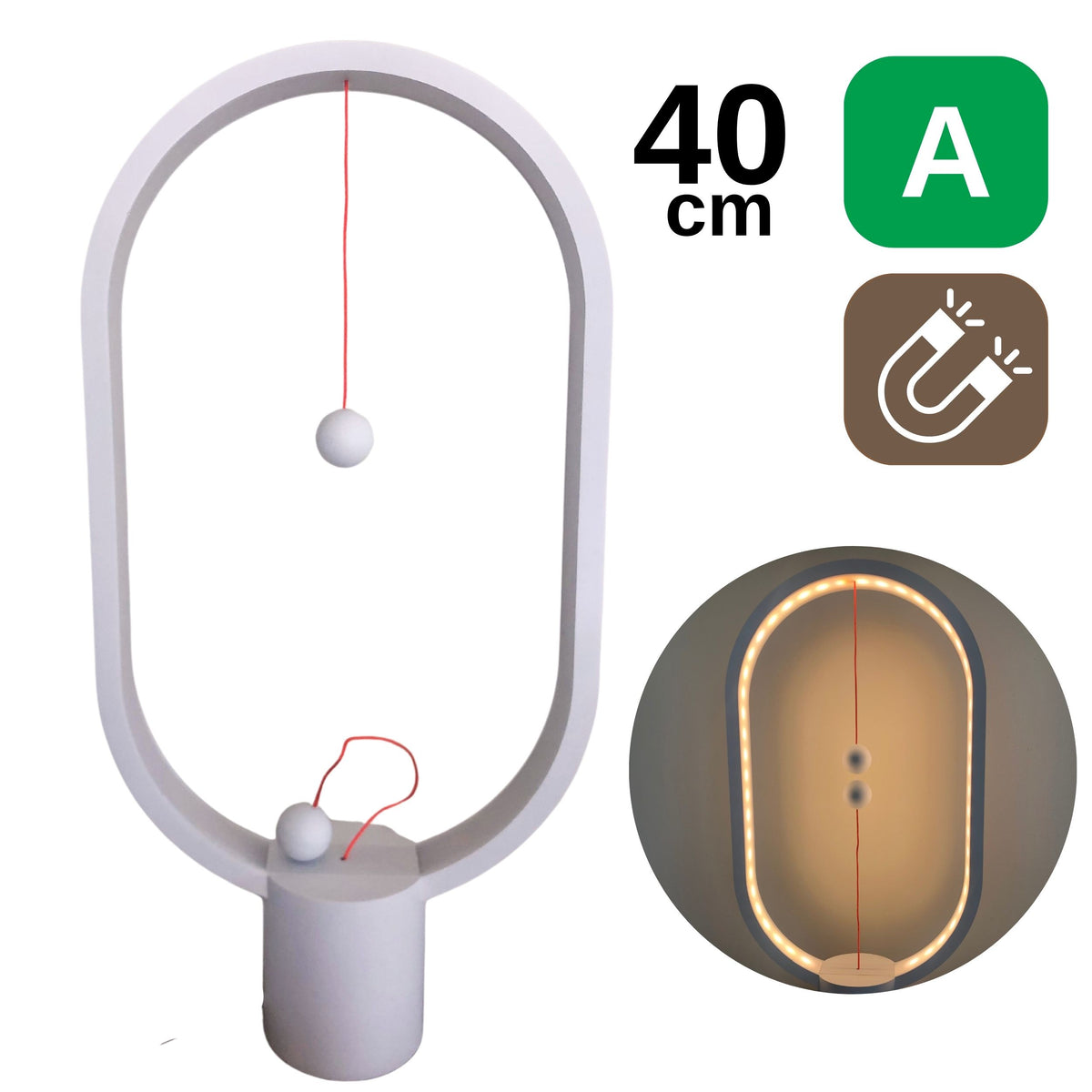 Lampe à interrupteurs magnétiques LED 40 cm